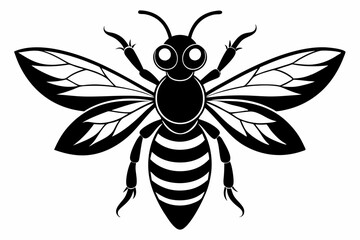cute wasp line art silhouette vector illustration