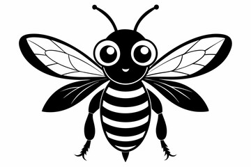 cute wasp line art silhouette vector illustration