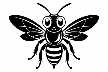 cute wasp line art silhouette vector illustration