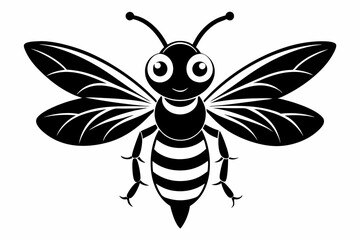 cute wasp line art silhouette vector illustration