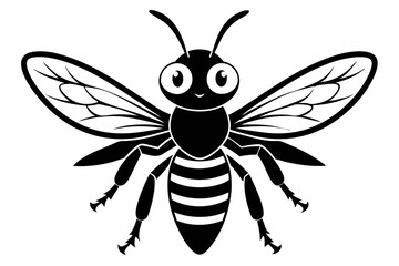cute wasp line art silhouette vector illustration