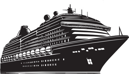 Obraz premium cruise ship in the sea silhouette vector art