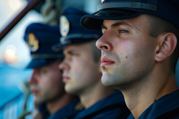 Generative AI image of confident ship captain aboard cruise liner, showcasing marine travel themes