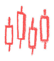 Business Growth Chart Icon Crayon Chalk Drawing Vector