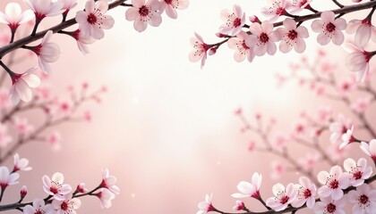 Delicate cherry blossom branches framing a soft pink background for invitations and decorations
