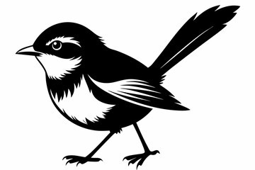 fairy wren line art silhouette vector illustration