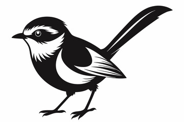 fairy wren line art silhouette vector illustration