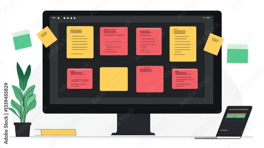 Poster A digital task management board with drag-and-drop functionality and priority levels.