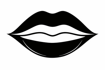 female lip line art silhouette vector illustration