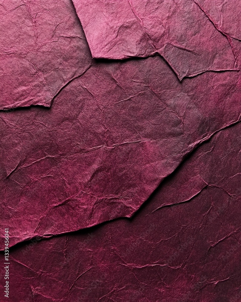 Poster deep maroon textured paper background with rich color and intricate wrinkles for artistic creations 