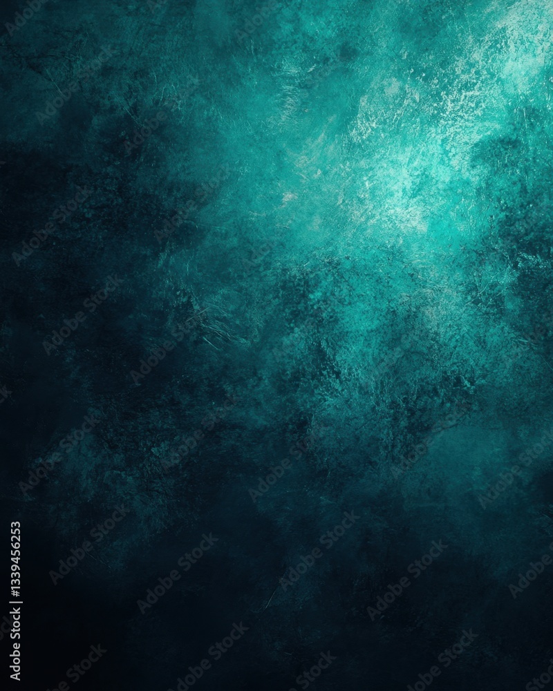 Poster abstract textured teal background with dark gradient and light center for artistic design