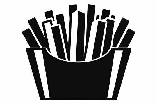 recommend clip art: french fries line art silhouette vector illustration