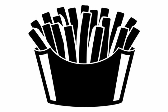 recommend clip art: french fries line art silhouette vector illustration