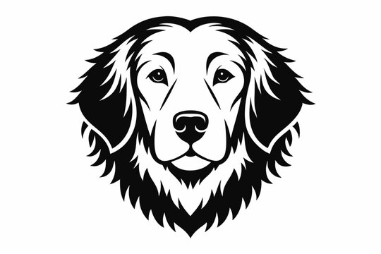 golden retriver head line art silhouette vector illustration