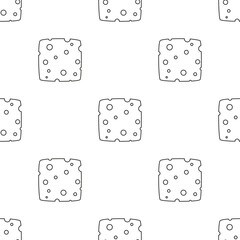 slice cheese in outline seamless pattern