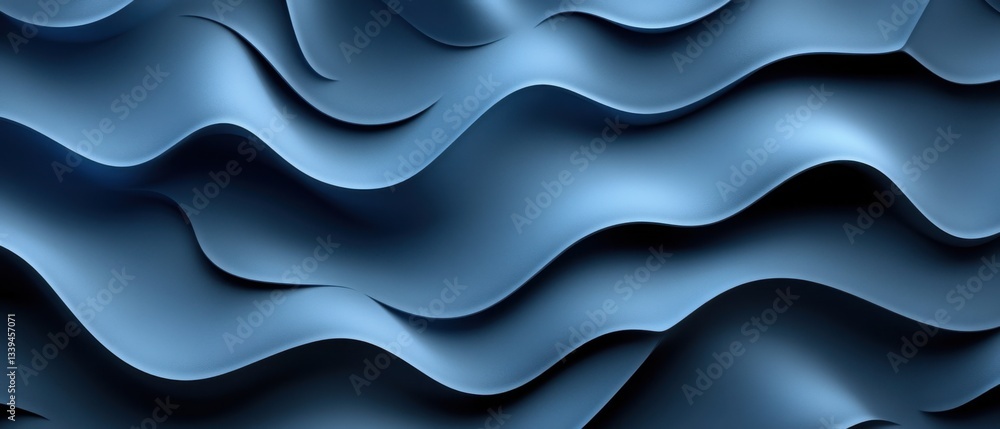 Poster serene blue abstract waves background with soft shadows and subtle texture creating a calming and el