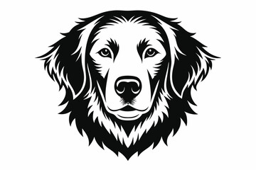 golden retriver head line art silhouette vector illustration
