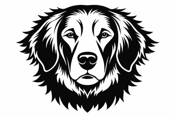 golden retriver head line art silhouette vector illustration