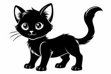 kitten marvels line art silhouette vector illustration