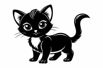 kitten marvels line art silhouette vector illustration