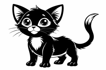 kitten marvels line art silhouette vector illustration