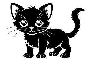 kitten marvels line art silhouette vector illustration