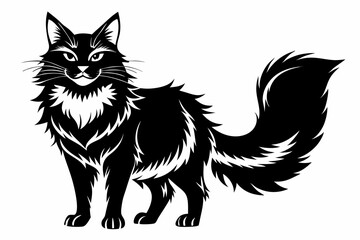 maine coon line art silhouette vector illustration
