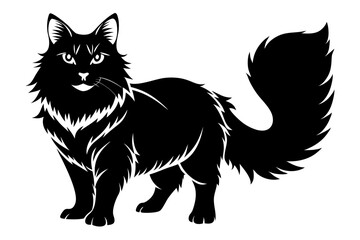 Obraz premium maine coon line art silhouette vector illustration