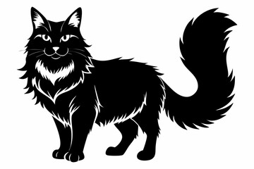 maine coon line art silhouette vector illustration