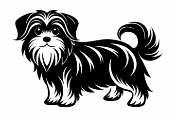 maltese dog line art silhouette vector illustration