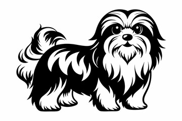 maltese dog line art silhouette vector illustration