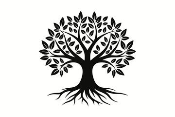 Obraz premium mangrove tree and roots vector elegant logo line art silhouette vector illustration