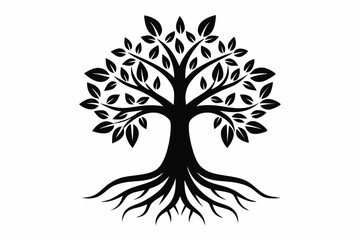 Obraz premium mangrove tree and roots vector elegant logo line art silhouette vector illustration