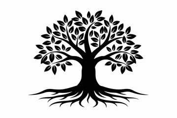 Obraz premium mangrove tree and roots vector elegant logo line art silhouette vector illustration