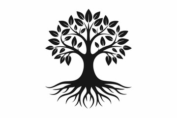Fototapeta premium mangrove tree and roots vector elegant logo line art silhouette vector illustration