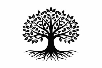 Obraz premium mangrove tree and roots vector elegant logo line art silhouette vector illustration