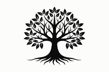 Obraz premium mangrove tree and roots vector elegant logo line art silhouette vector illustration