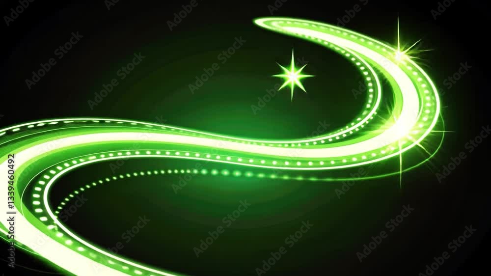 Poster dynamic green light trails an abstract background of flowing motion and energy in technology and des