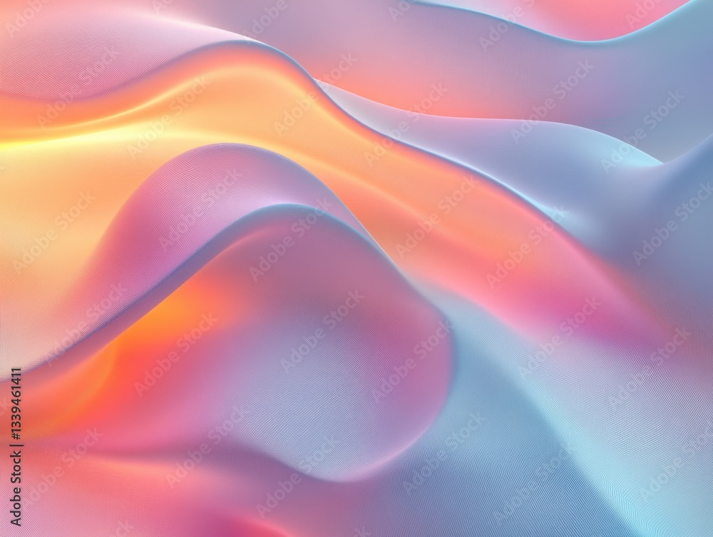 Poster abstract pastel waves flowing with soft light and shadow creating a soothing and ethereal visual exp