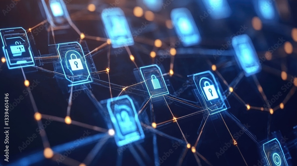 Poster a futuristic ai-driven network security system preventing cyber attacks.
