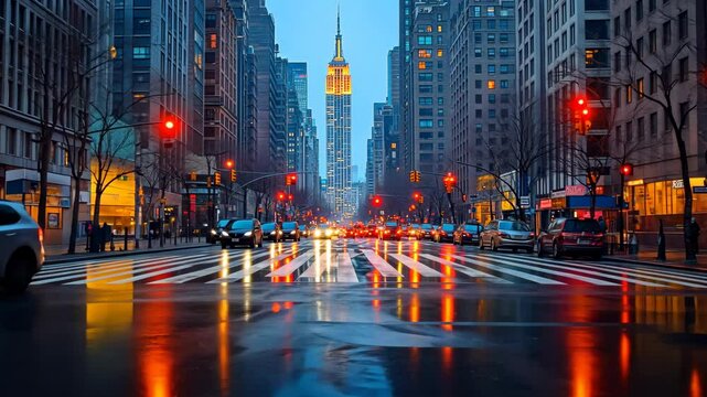 Rainy Night in NYC: Empire State Building Majesty