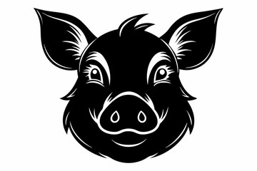pig head line art silhouette vector illustration