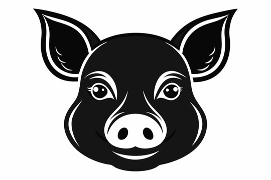 recommend clip art: pig head line art silhouette vector illustration