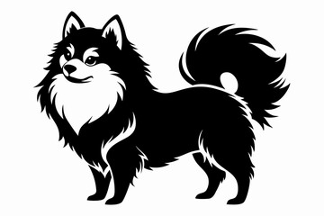 pomeranian dog line art silhouette vector illustration