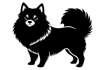 pomeranian dog line art silhouette vector illustration