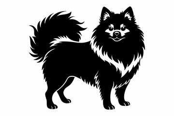 pomeranian dog line art silhouette vector illustration