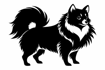 pomeranian dog line art silhouette vector illustration