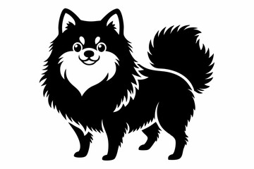 pomeranian dog line art silhouette vector illustration
