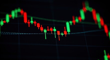 Candlestick Chart Stock Market Analysis, Trading, Investment, Finance, Data, Green, Red, Bullish