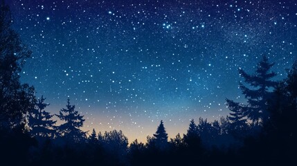 Starry Night Forest Landscape